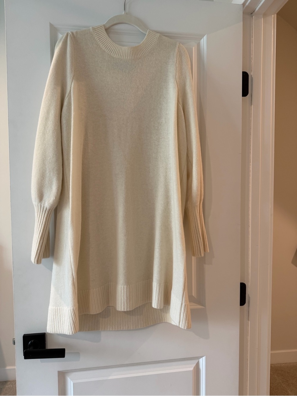 Hill House Home White/Cream Long Sleeve Knit Sweater Dress